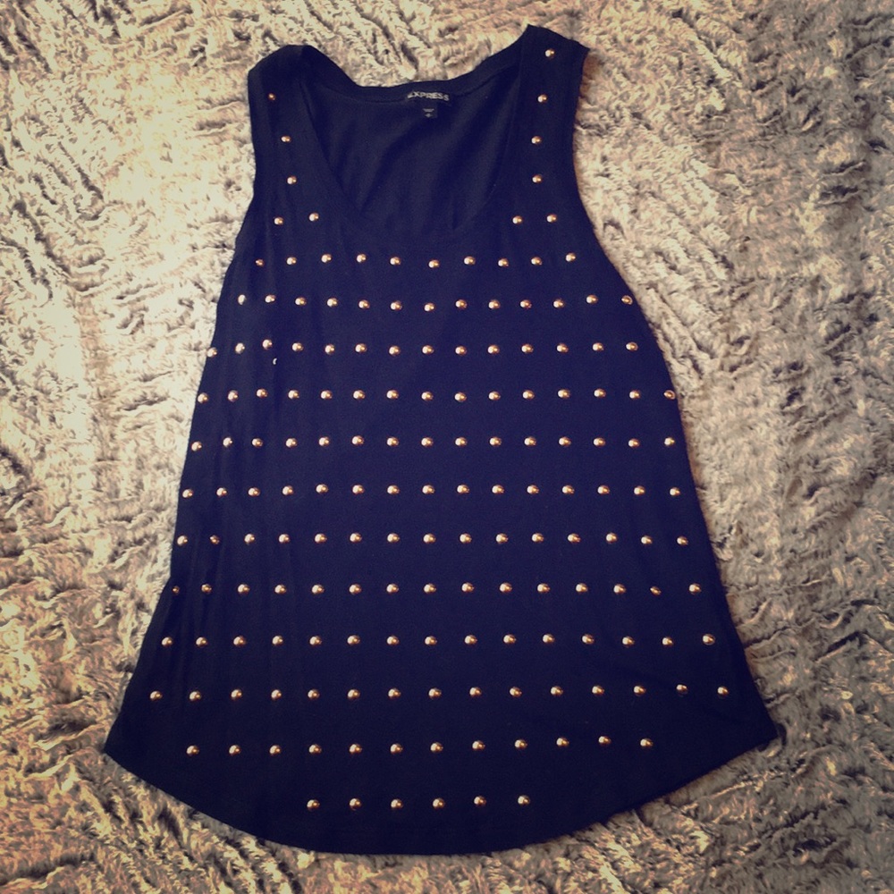 Black Express tank with rose gold studs